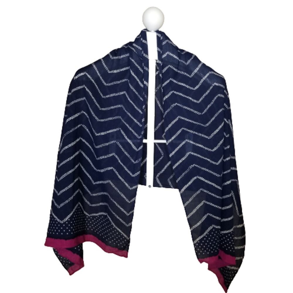 Navy, White and Pink‎ Zig Zag Scarf